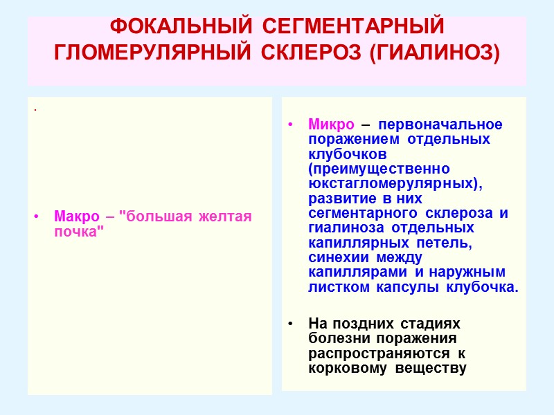 ФОКАЛЬНЫЙ СЕГМЕНТАРНЫЙ ГЛОМЕРУЛЯРНЫЙ СКЛЕРОЗ (ГИАЛИНОЗ)  .       